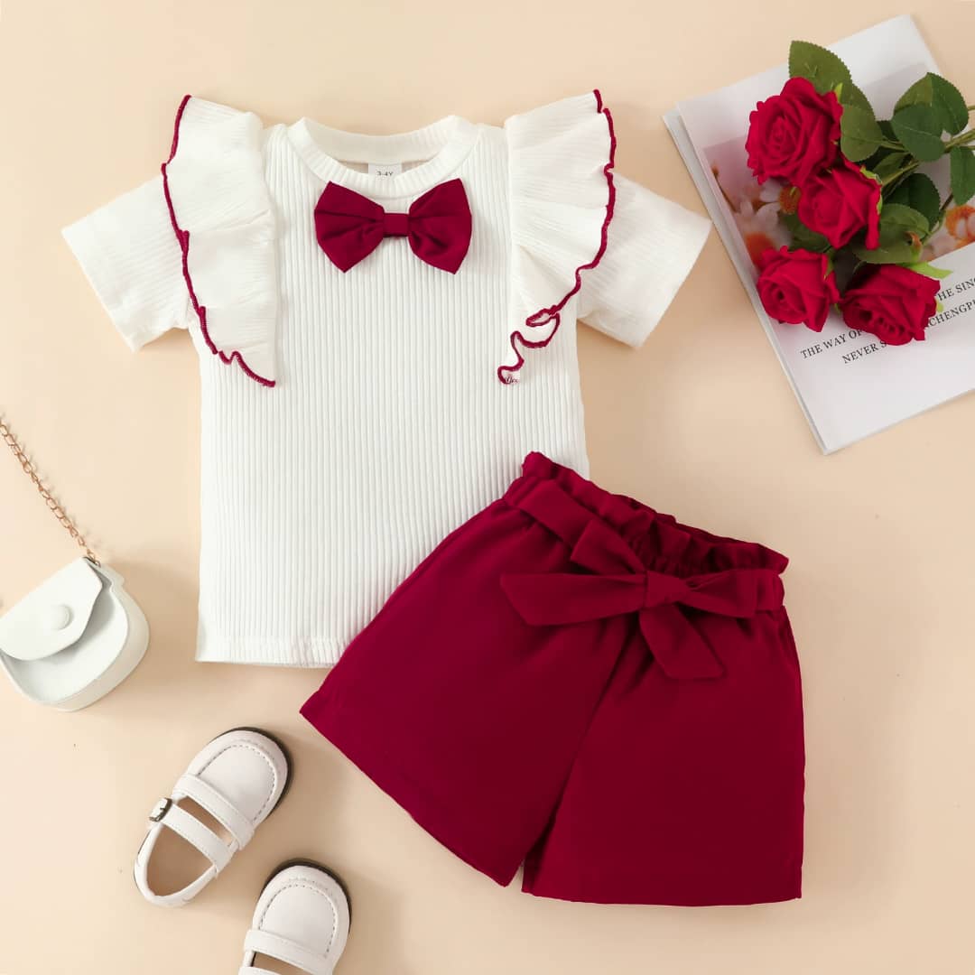 Shortsleeved Frill & Bow Detail Top & Shorts 2piece Set – xoxobyRiley