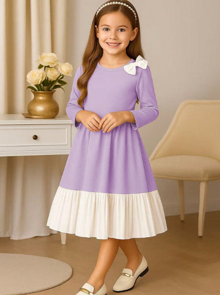 Pleated Hem Grace Bow Dress