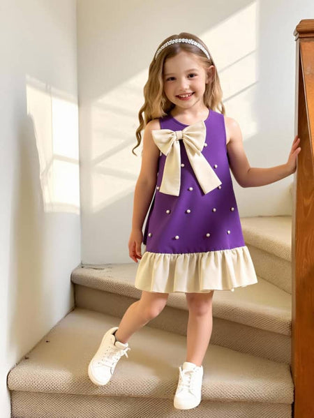 Polka Pop Ruffle & Bow Detailed Dress