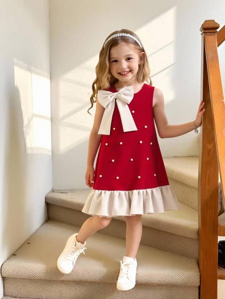 Polka Pop Ruffle & Bow Detailed Dress