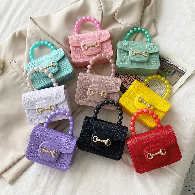 Elegant Girls Pearl Handle Jelly Mini Bag.