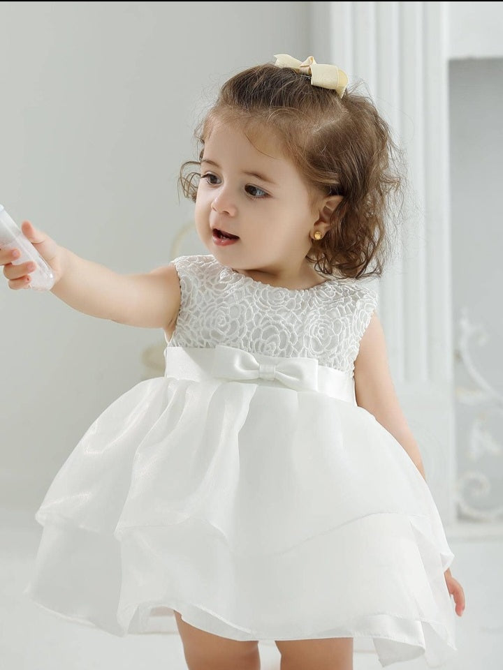 open lace back dress Sleeveless Butterfly Knot Layered Princess / Christening Dress – xoxobyRiley