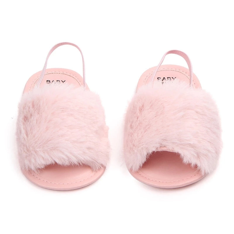 Faux fur sale slingback slides