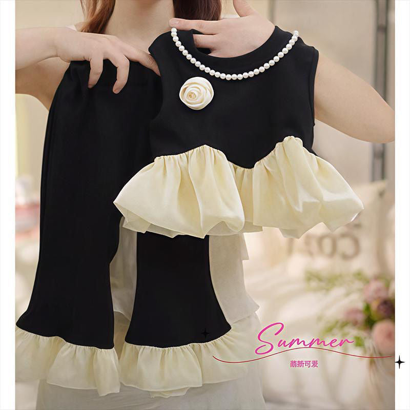 Pearl Pop, Rose & Ruffle Pants Set