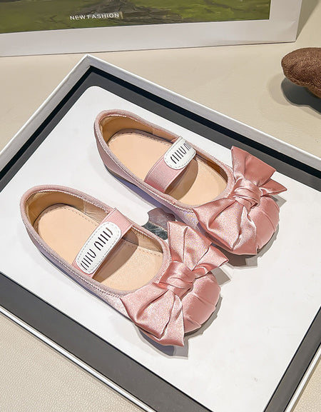 Velvet Blush Bow Ballet Flats