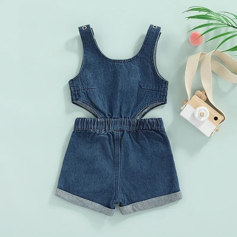Hollow Out Overall Denim Shorts / Shorts Dungarees
