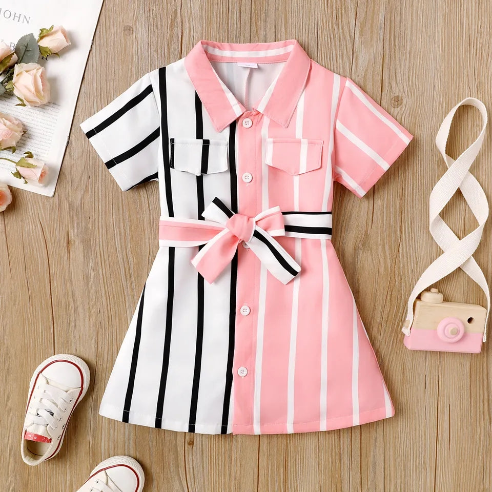 The Striped Duo-Color Shirt Dress