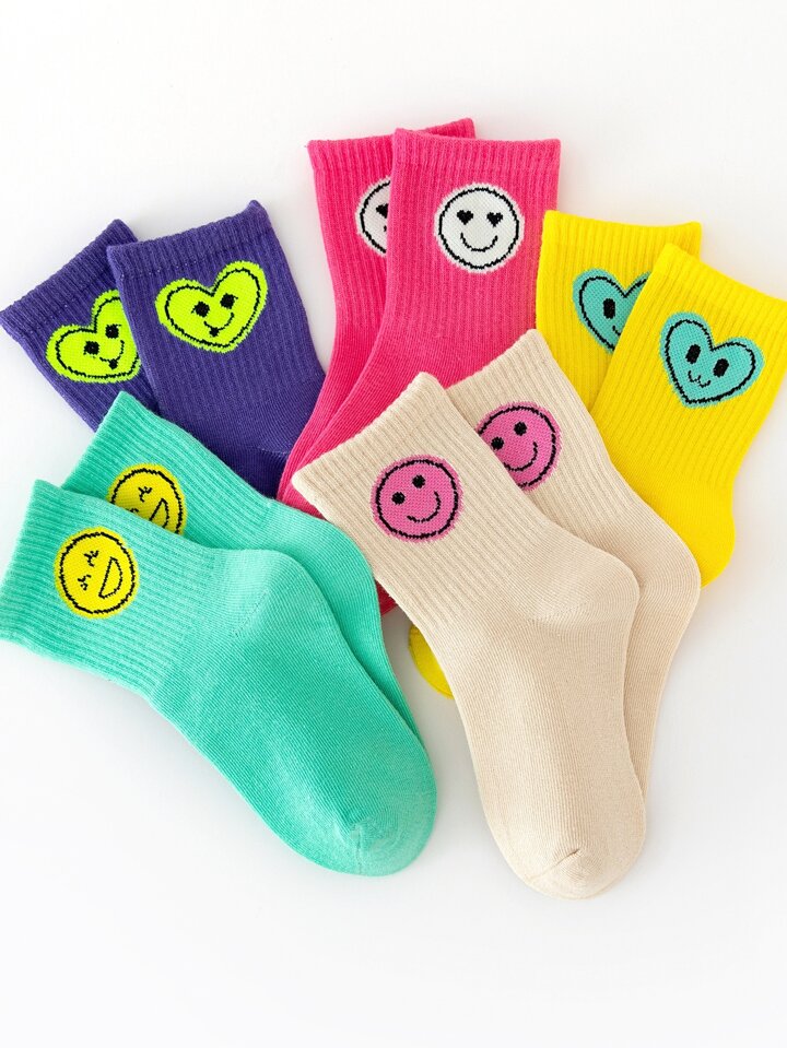 5Pairs Emoji Design Crew Socks Set