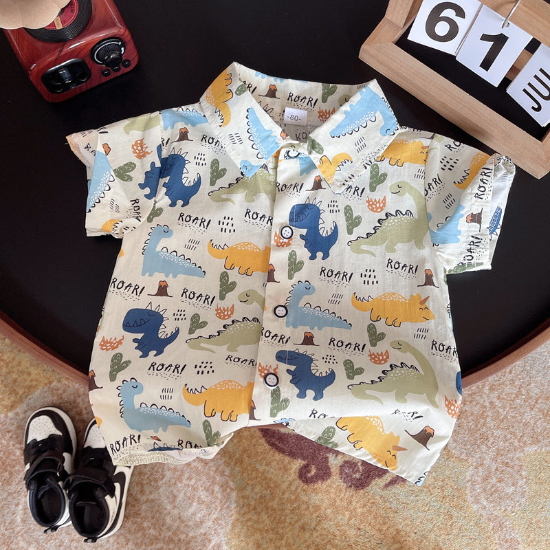 Dino Print Shirt &Shorts Set