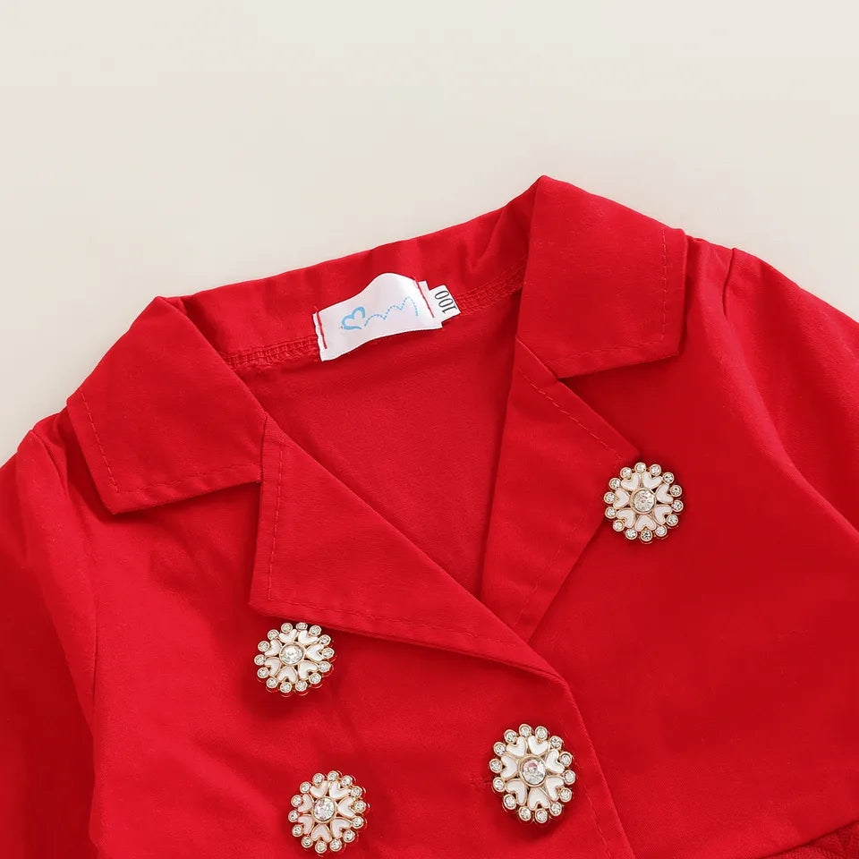Button Detail Blazer Tutu Dress
