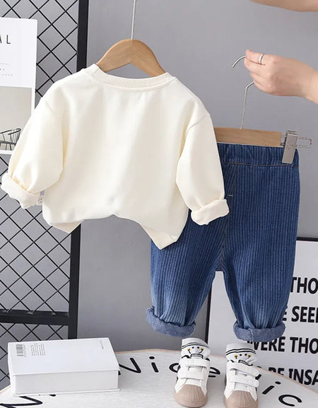 Puffy NICE Sweatshirt and Striped Pant Set
