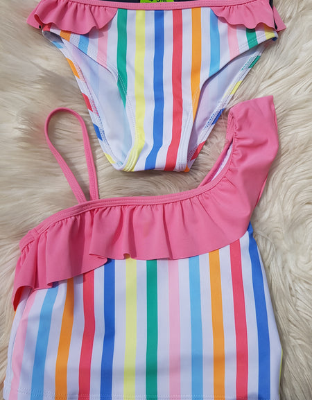 Girls Striped 2piece Swimwear