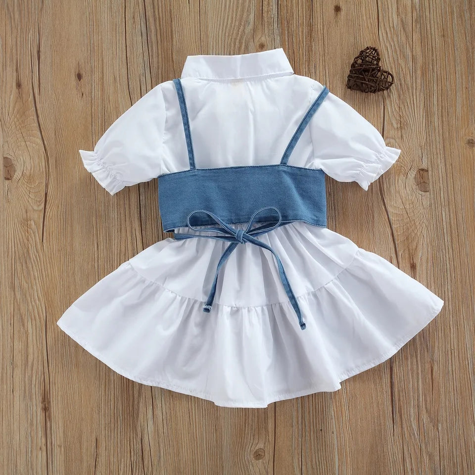 Girls' 2in1 Denim Cami & Short Sleeve Shirt Dress