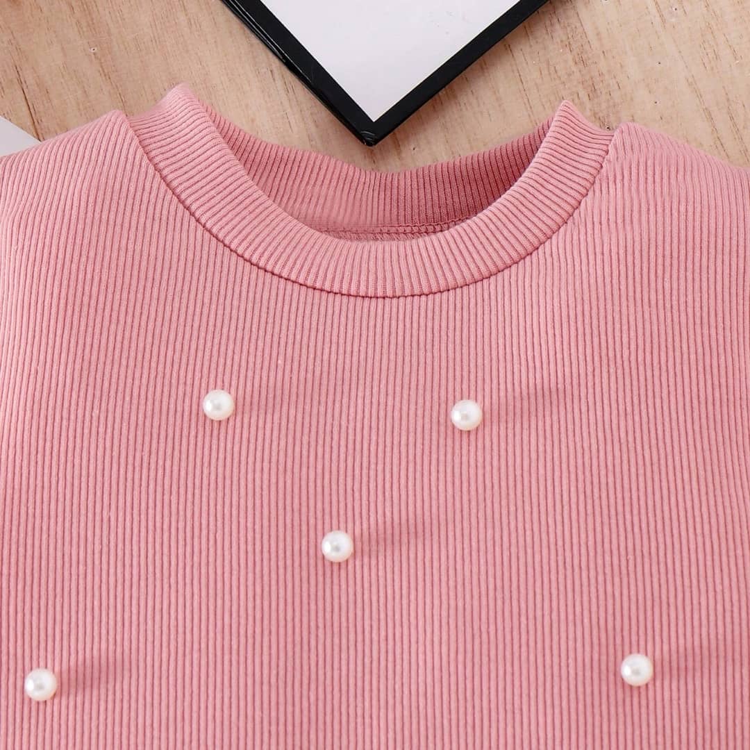 Pearled Vest and Longsleeved Dress Set