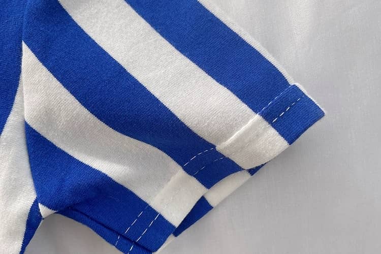 Croc Striped Tee and Patchy Denim Shorts Set