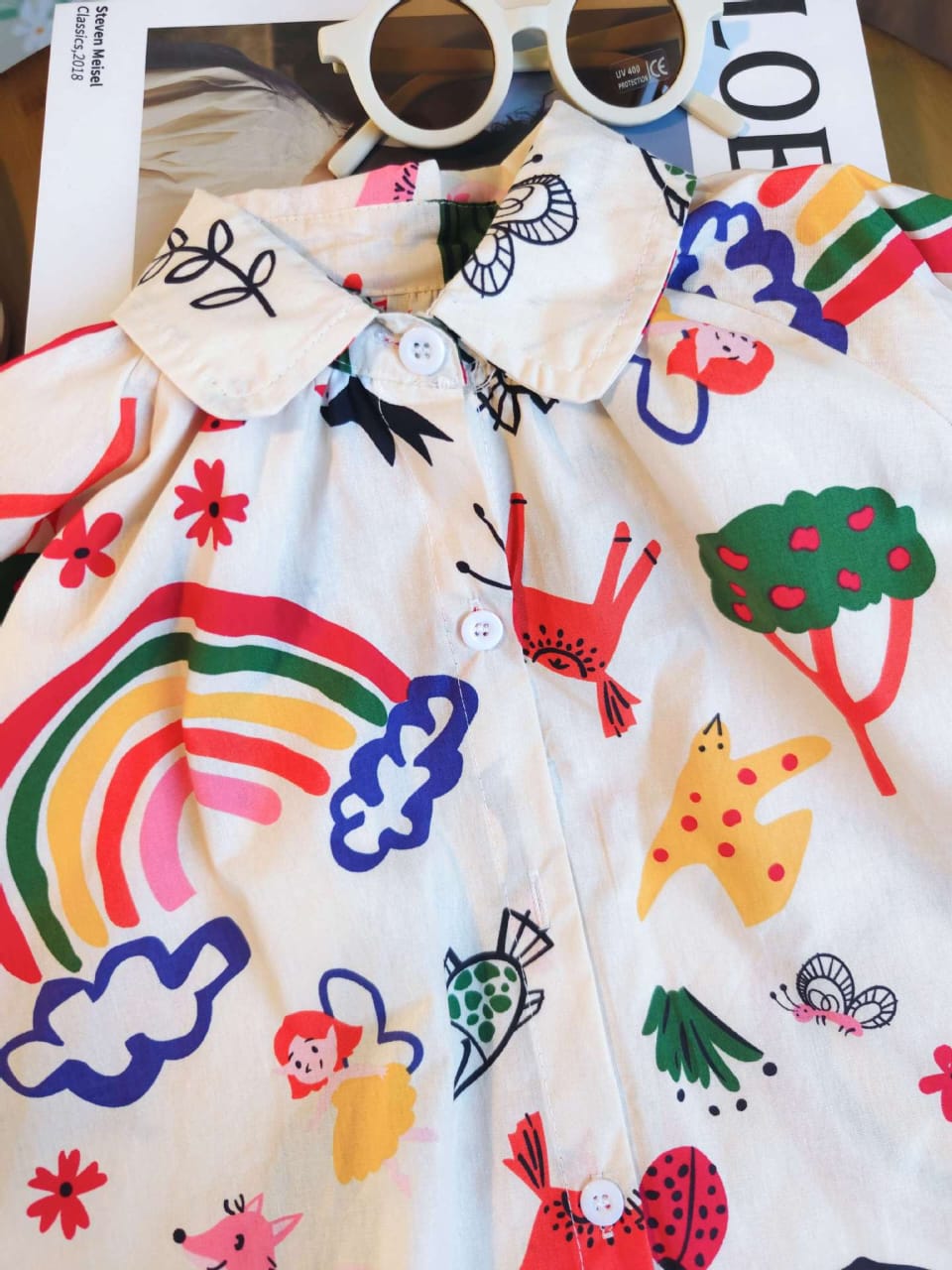 Colorful Print Longsleeved Shirt Dress