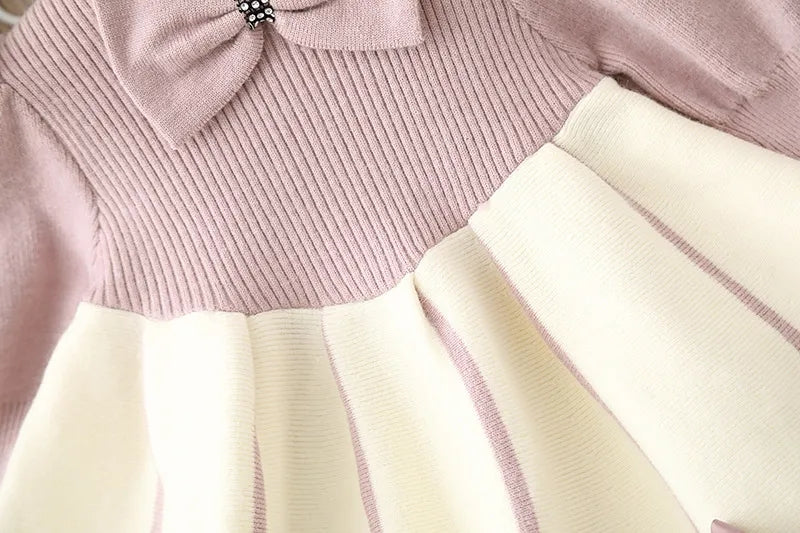 Luxury Longsleeve Wool / Knit Dress with Bow Details