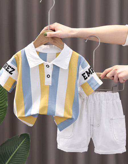 Stylish Striped Polo &Short Set