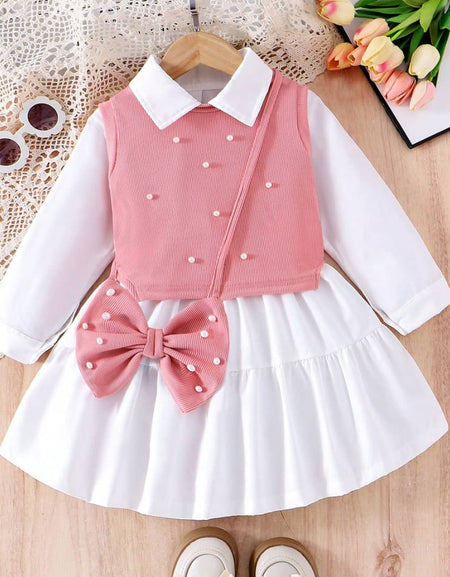 Pearled Vest and Longsleeved Dress Set