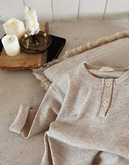Cozy Waffle Knit Henley Top