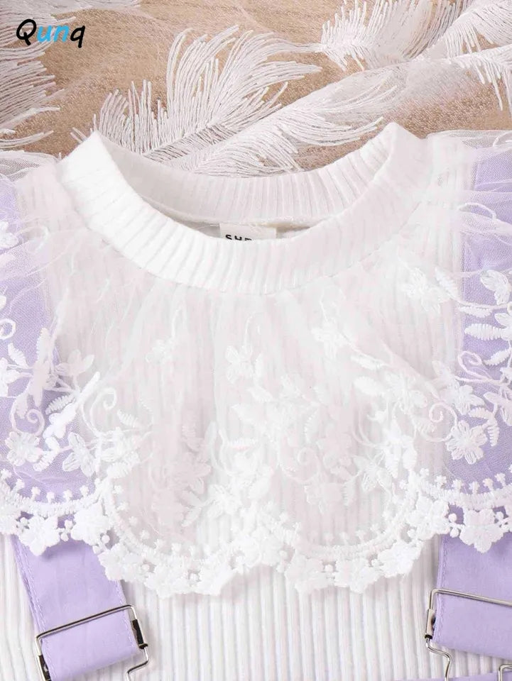 Pocket Detail Skirt & Layered Lace Detail Top & Cap