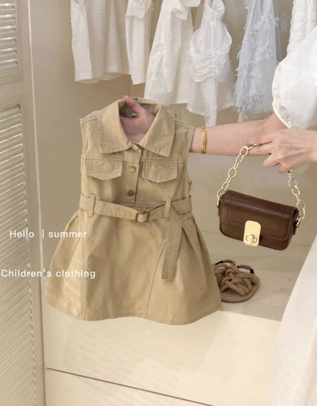 Sleeveless Belted Trench Dress