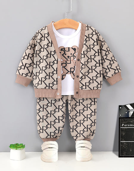 Chic Monogram Knitwear 3Piece Set