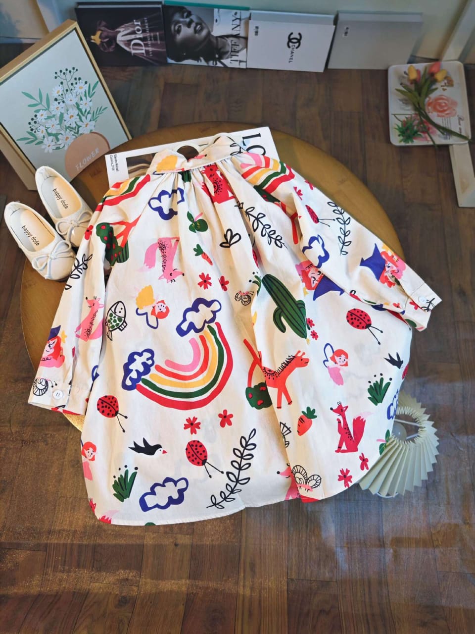 Colorful Print Longsleeved Shirt Dress