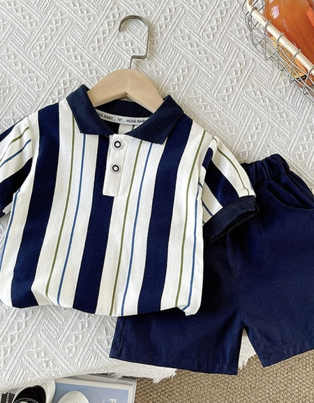 Smart Stripes Toddler Polo Tee Set