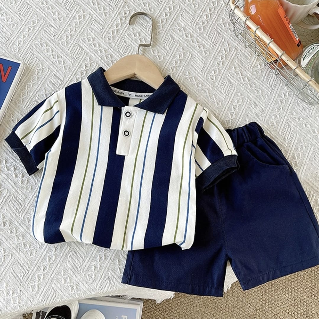 Smart Stripes Toddler Polo Tee Set