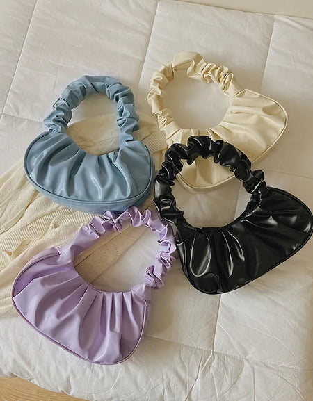 Trendy Leather Mini Cloud Shoulder Bag.