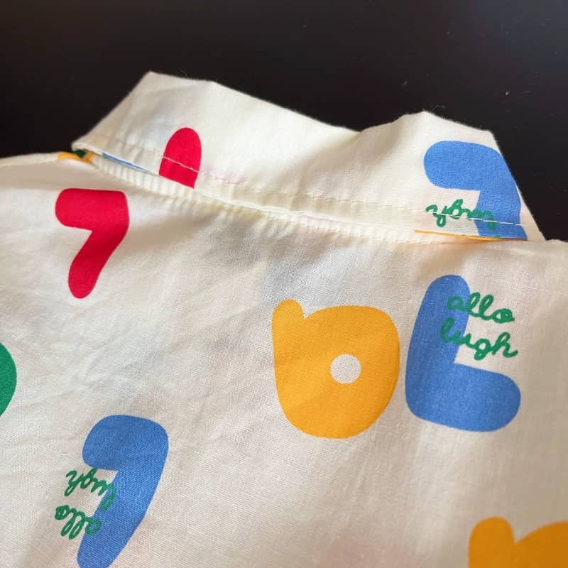 Vibrant Print Shirt and Denim Shorts Duo