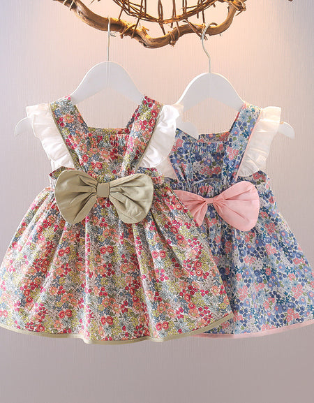 Floral Print Frill Sleeve Smock Dress