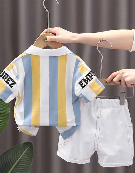 Stylish Striped Polo &Short Set