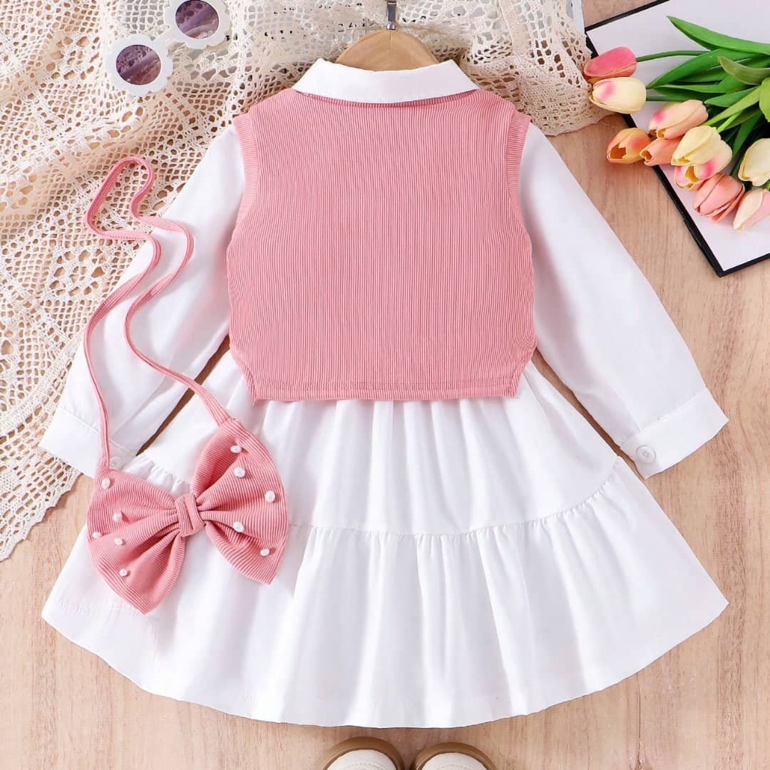 Pearled Vest and Longsleeved Dress Set
