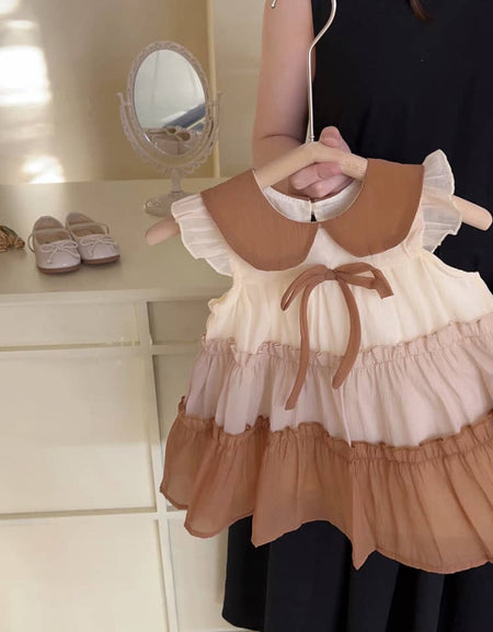 Two-tone Multilayer Bow Dress