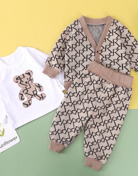 Chic Monogram Knitwear 3Piece Set