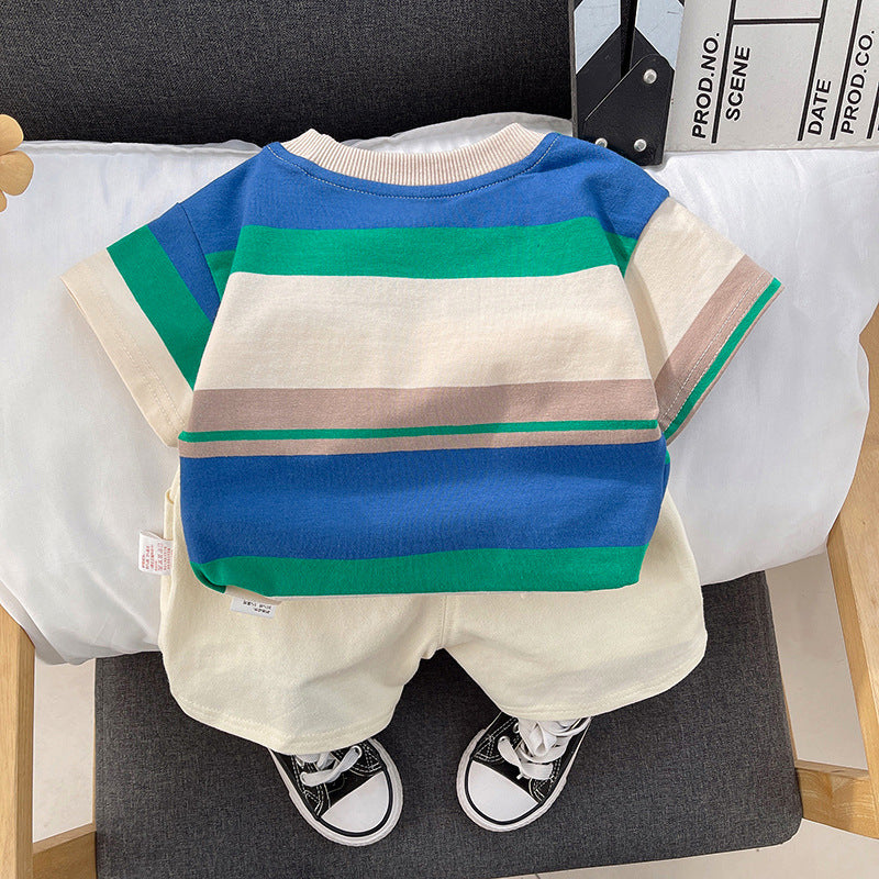 Astronaut Badge Striped T-shirt and Shorts Set