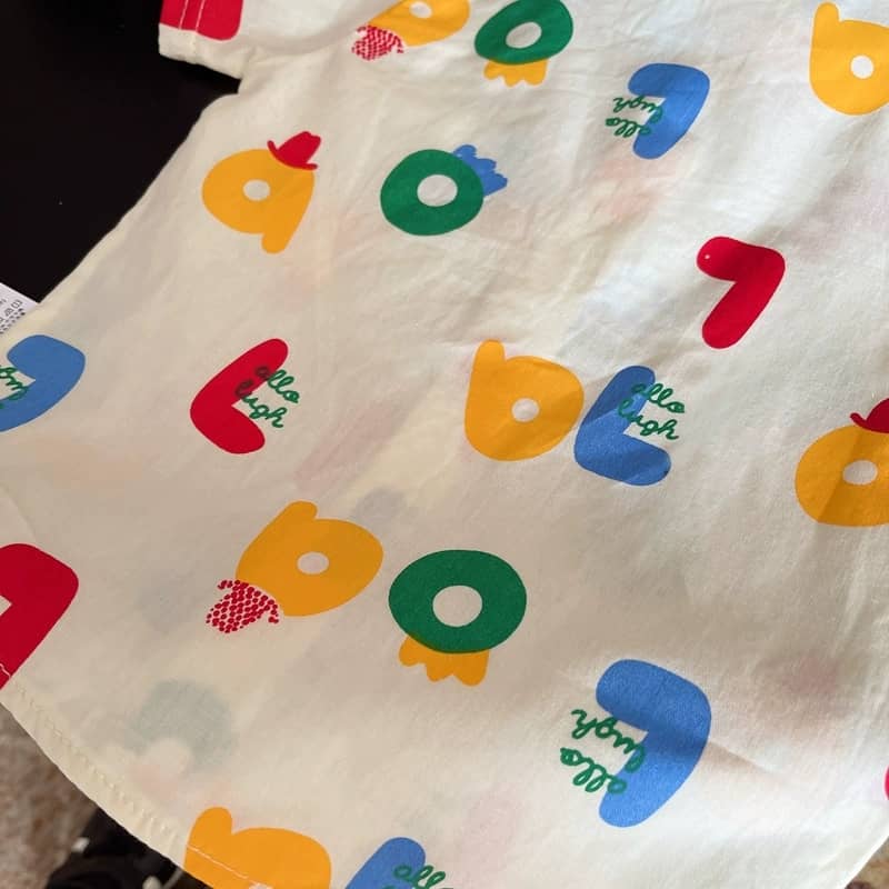 Vibrant Print Shirt and Denim Shorts Duo