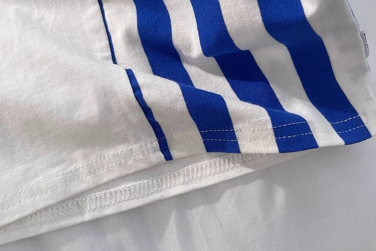 Croc Striped Tee and Patchy Denim Shorts Set