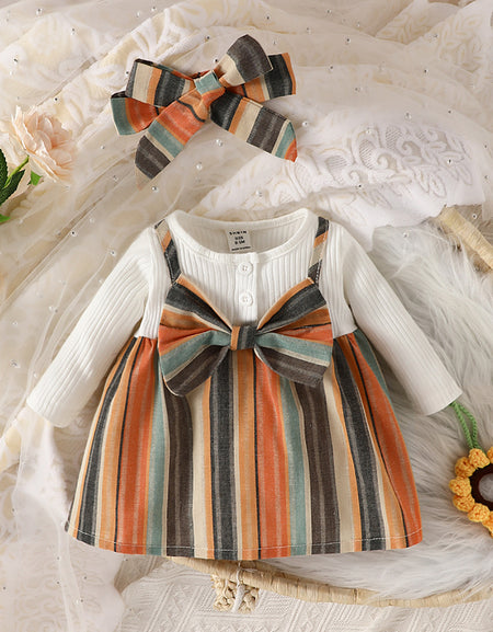 Isabel Bow & Button Dress/Headband