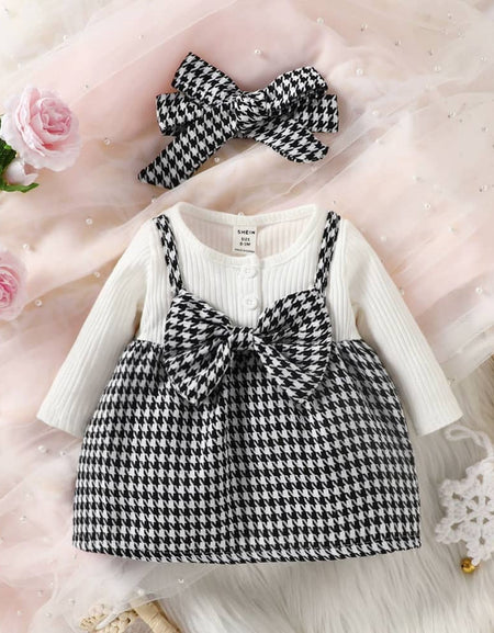 Isabel Bow & Button Dress/Headband