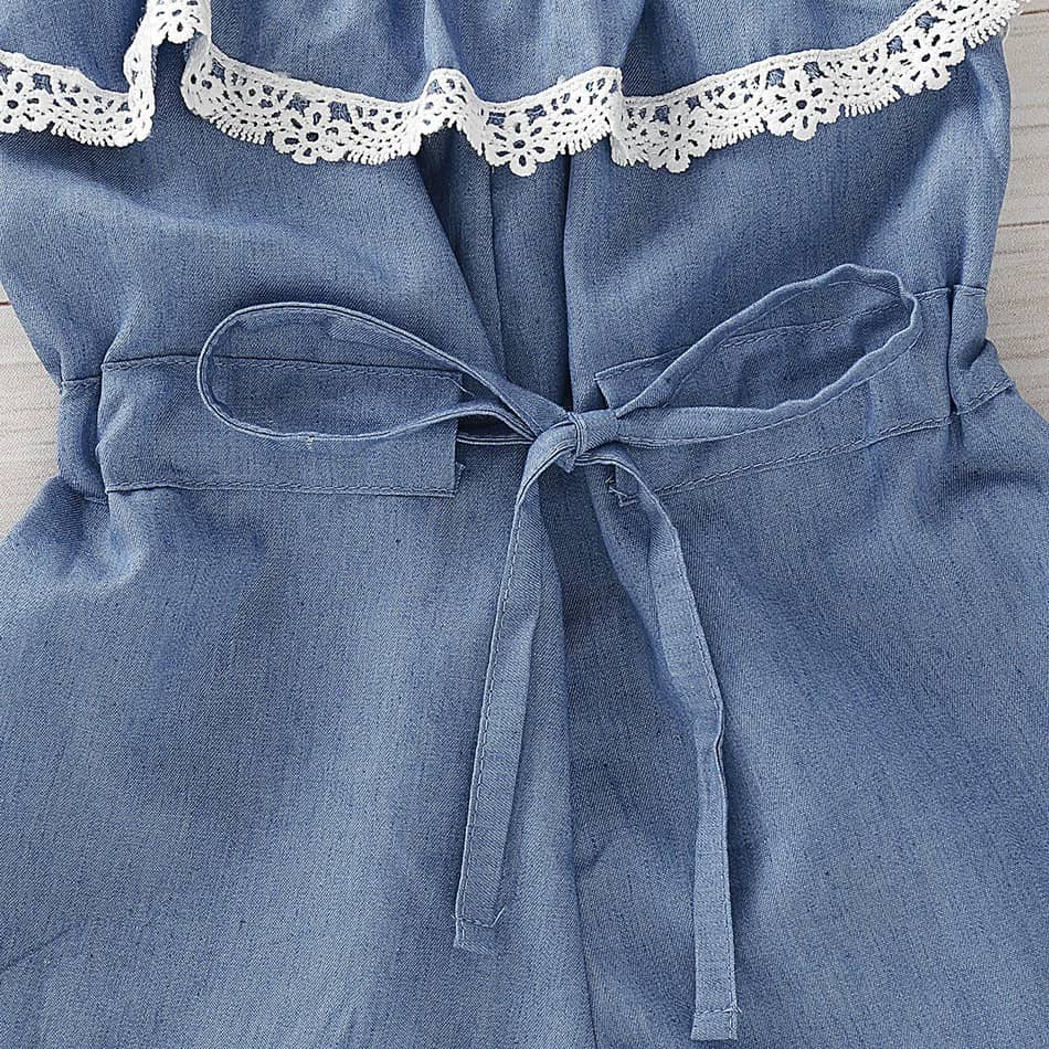 Lace Detail Elastic Grip Playsuit with Headband