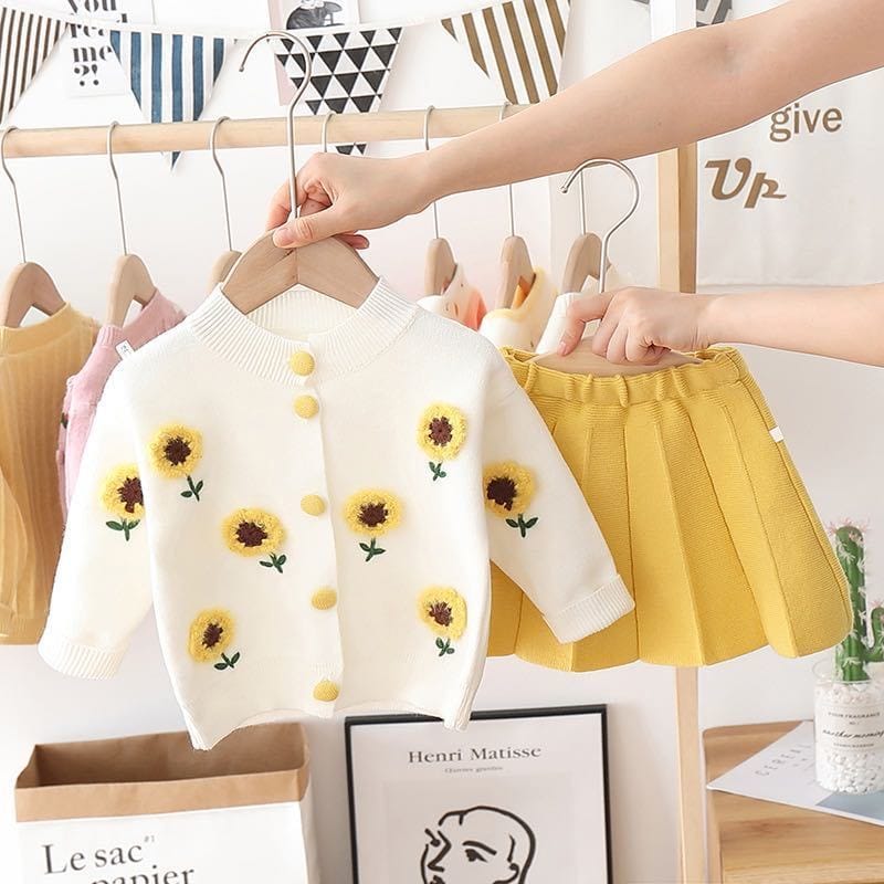 Girls Longsleeve Knit Top & Skirt Set