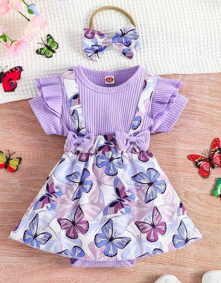 Double Bow Romper Dress & Headband Set