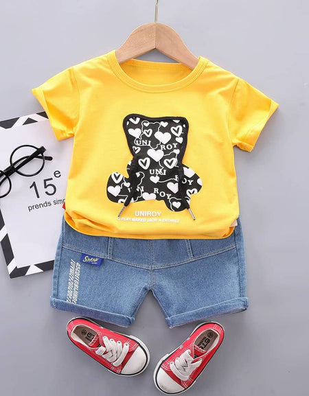 Laced Heart Print Vest and Shorts Set