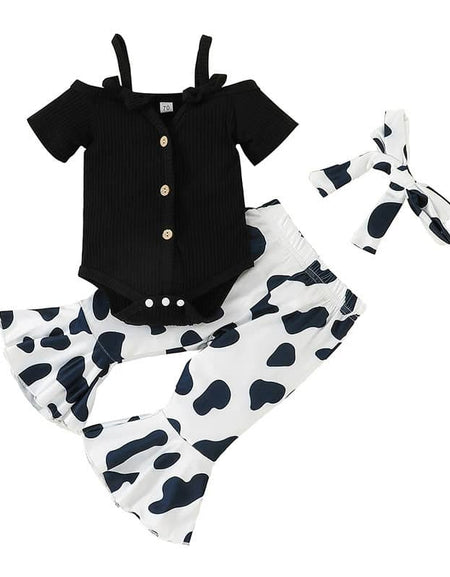 Baby Cold Shoulder Button Down Bodysuit & Flare Pants Set