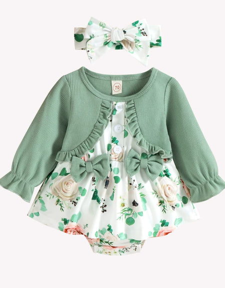 Faux Cardigan Style Romper Dress