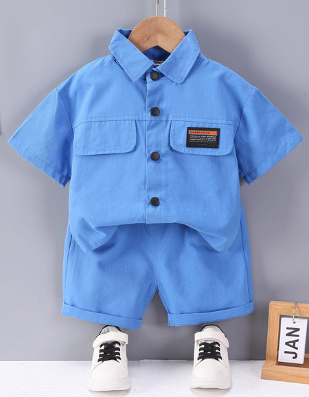 Chest Flap Shirt and Shorts Set