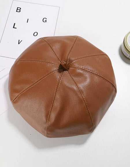 Cute Retro Kids Leather Beret